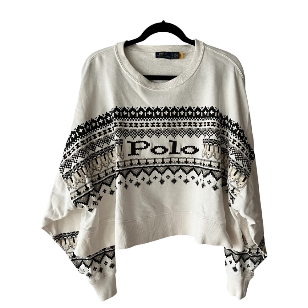 Polo Ralph Lauren Oversized Crop 100% Cotton Sweatshirt Top Size XL